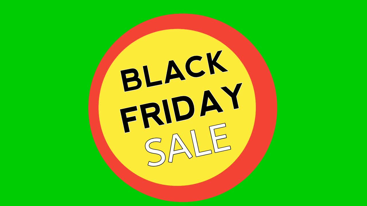 venerdì nero vendita testo animazione grafica animata in cerchio di colore su sfondo verde
