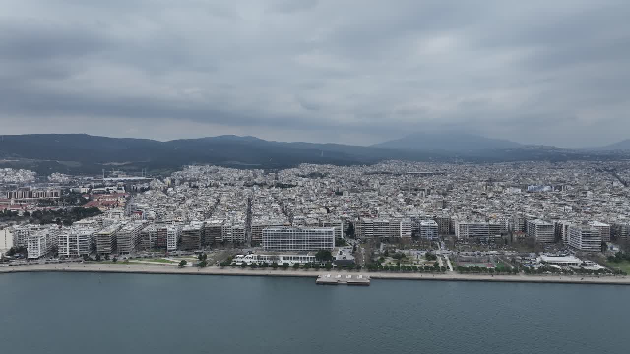 Panoramic view of the large number of buildings in the city of Thessaloniki, Greece.