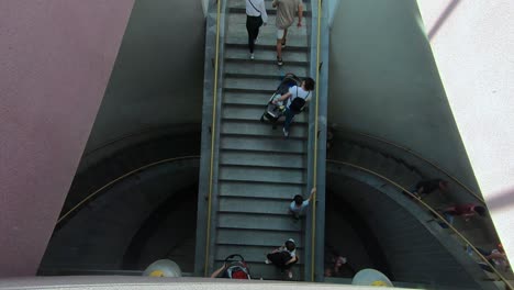 timelapse movement of people on the stairs on the bridge.