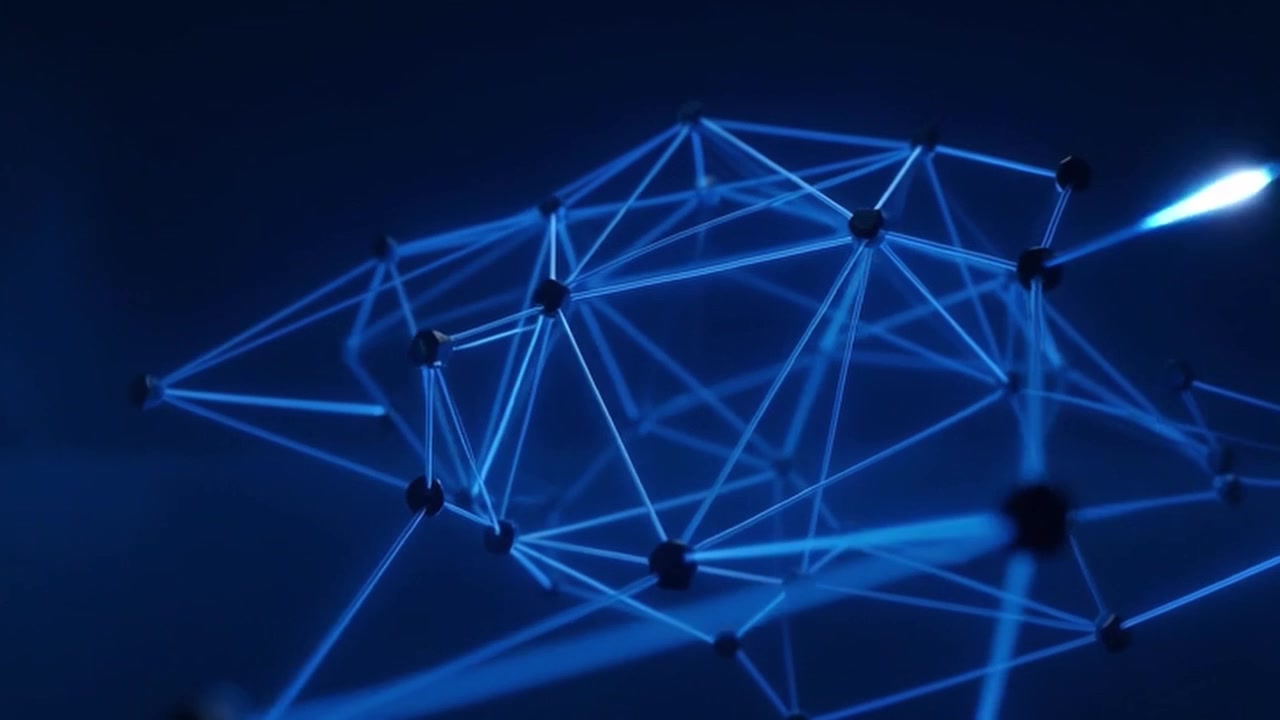 Abstract Digital Network Connection with Glowing Blue Lines