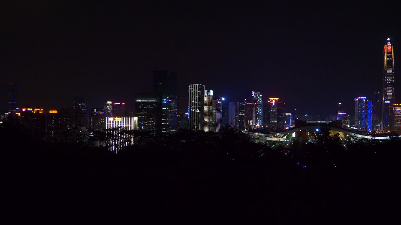 밤 시간 젠 시 다운타운 파크 뷰 포인트 파노라마 4k 중국