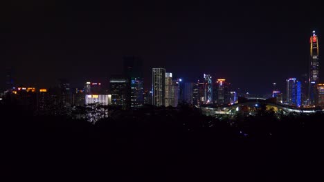 night time shenzhen city downtown park view point panorama 4k china