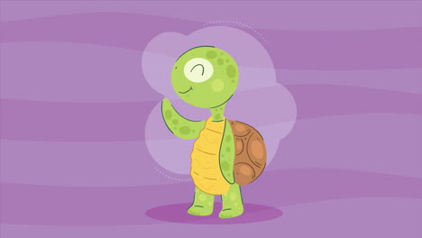 una tortuga linda de pie caminando animación