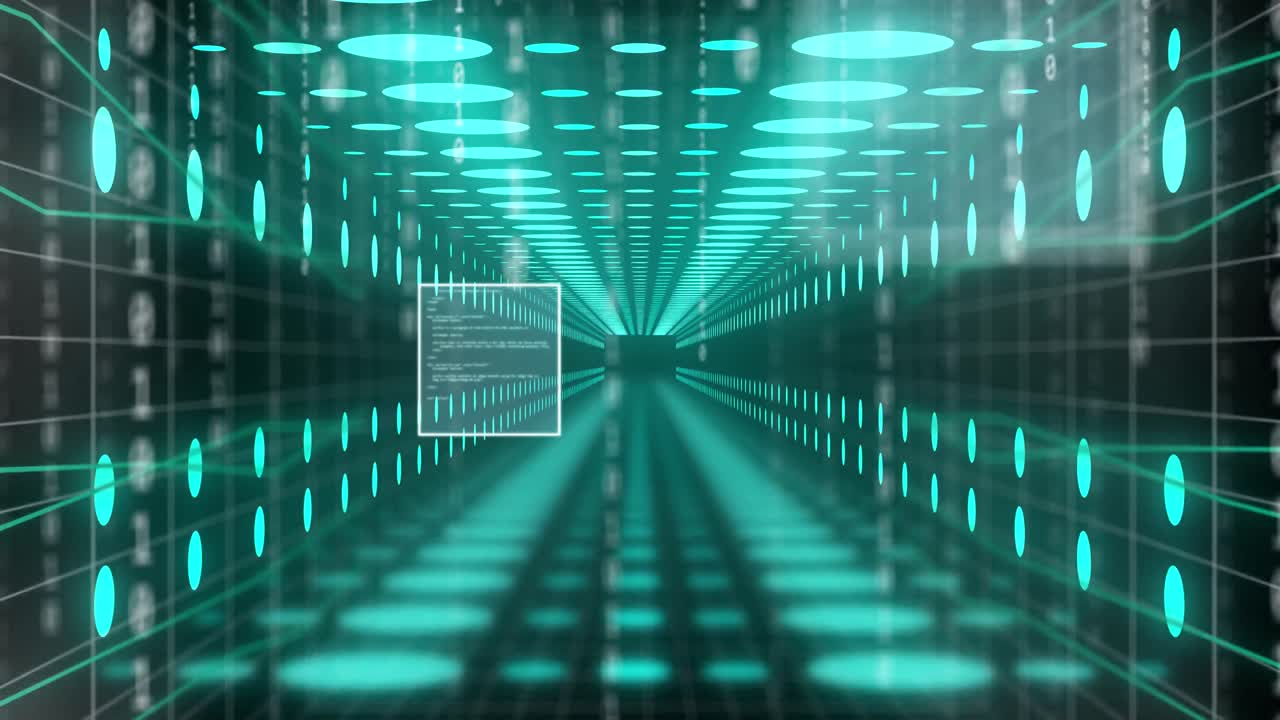 Animation of data processing and binary coding over grid