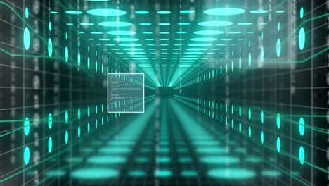 animation of data processing and binary coding over grid