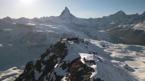 drone orbits above gornergrat observation platform