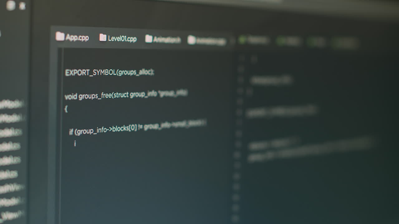 Program code and online cloud database on computer screen