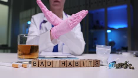 medical professional warning against bad habits and substance abuse