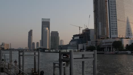 skyline of city at sunset