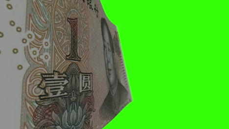 chinese 1 yuan banknote with green screen background