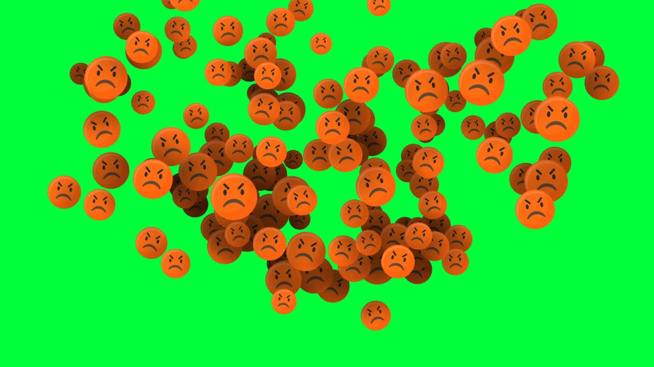 초록색 화면에 화가 난 이모지