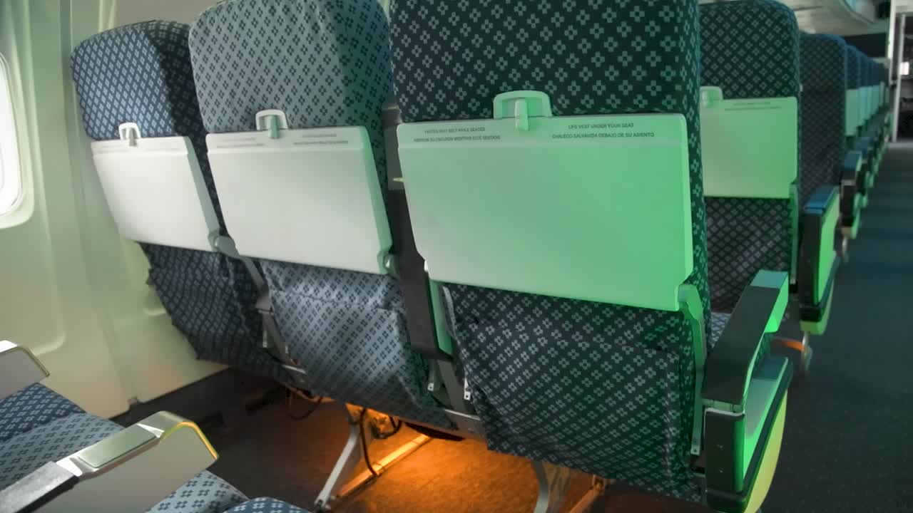 Practicing a fire simulation on an empty commercial airliner