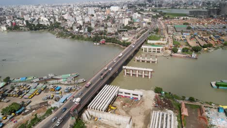 this is a 4k drone video of bridge on a river