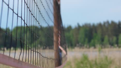 volleyball net on a sand background close-up