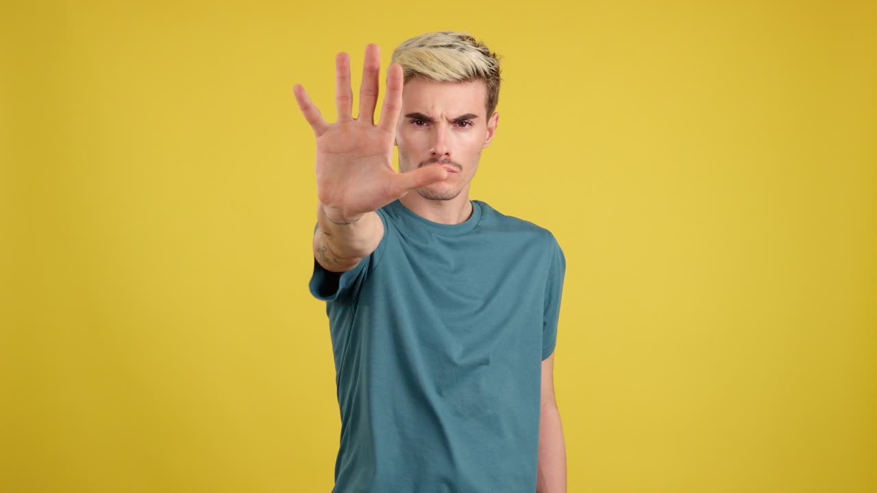 Man showing stop gesture