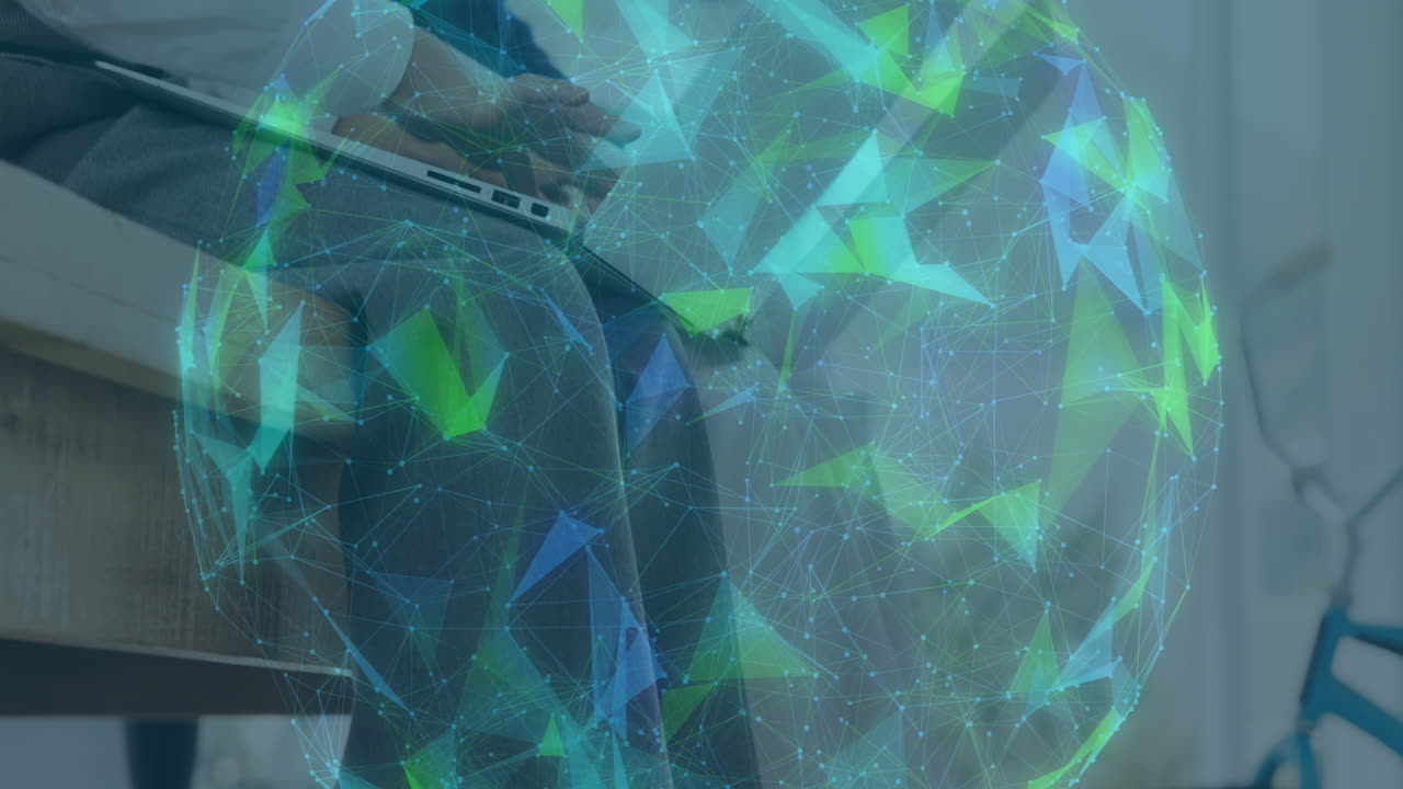 animación gráfica sobre un niño usando una computadora portátil.