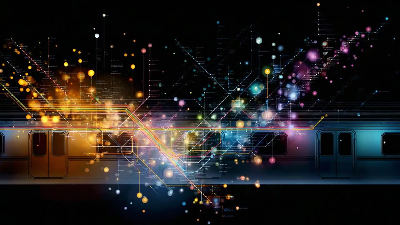 A Futuristic Subway Journey: Exploring the Dynamic Fusion of Lights and Technology in Urban Transit with a Captivating Visual Abstract of a Train Station Experience