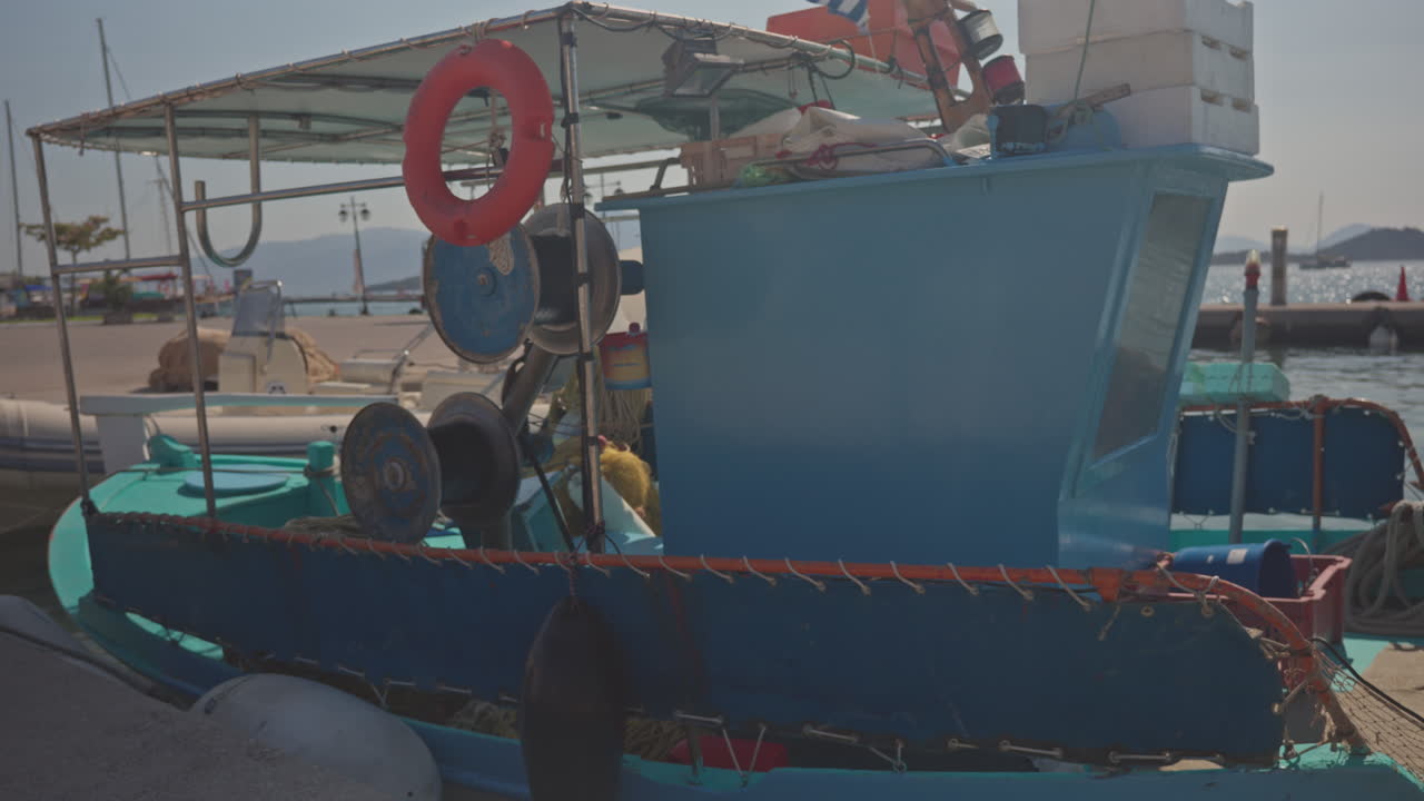 Fishing boats n the harbour of nydri, lefkada greece