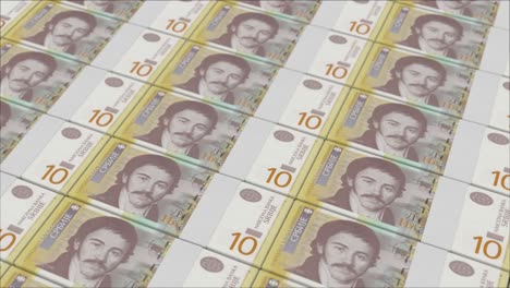 10-Billetes-De-Dinar-Serbio-Impresos-Por-Una-Prensa-De-Dinero