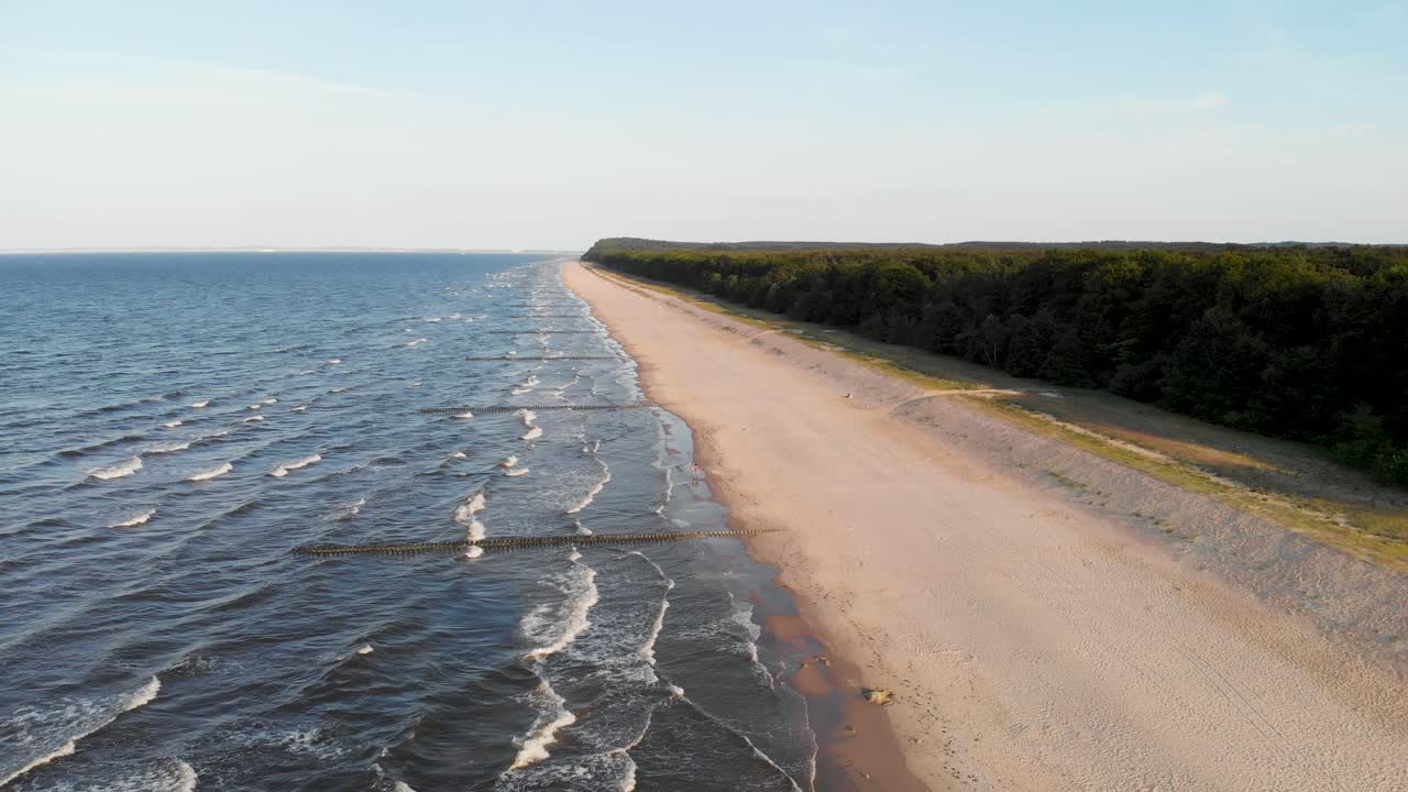 антенна: панорамный вид на живописное побережье с дюнами балтийского моря