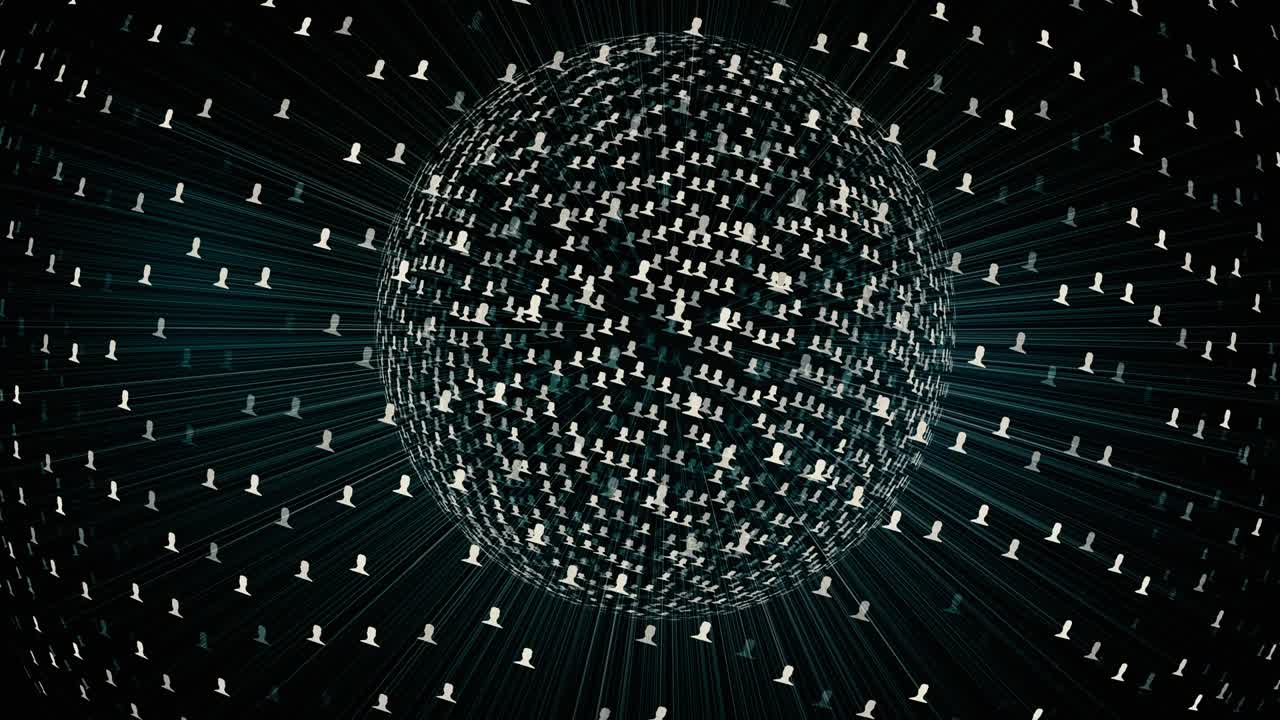 en la esfera conectados los avatares de hombres y mujeres