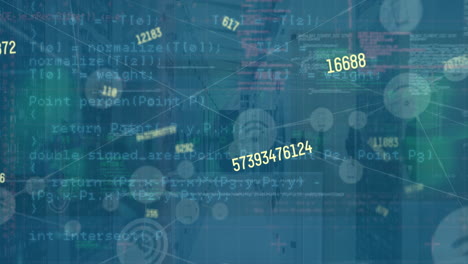animación del procesamiento de datos con gráficos y gráficos en la interfaz a través de la sala de servidores de computadora