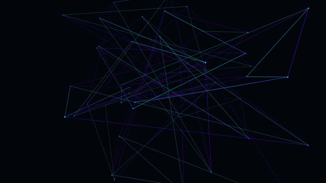 Connessione di rete digitale astratta con nodi luminosi in movimento