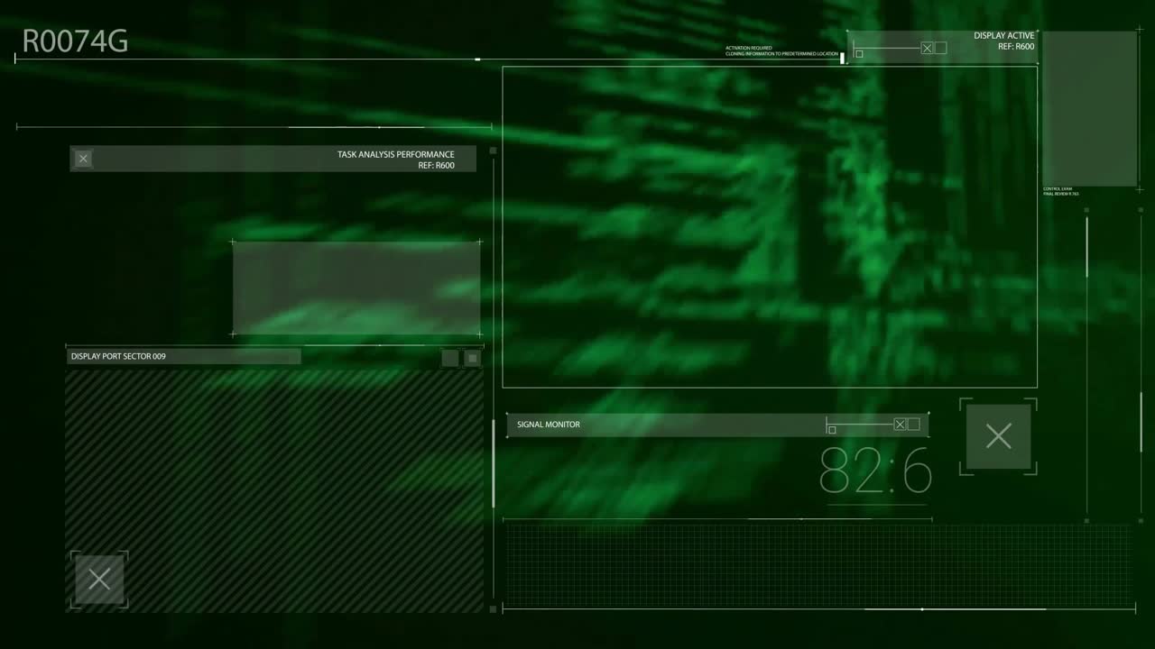 Animation of digital data processing over screens