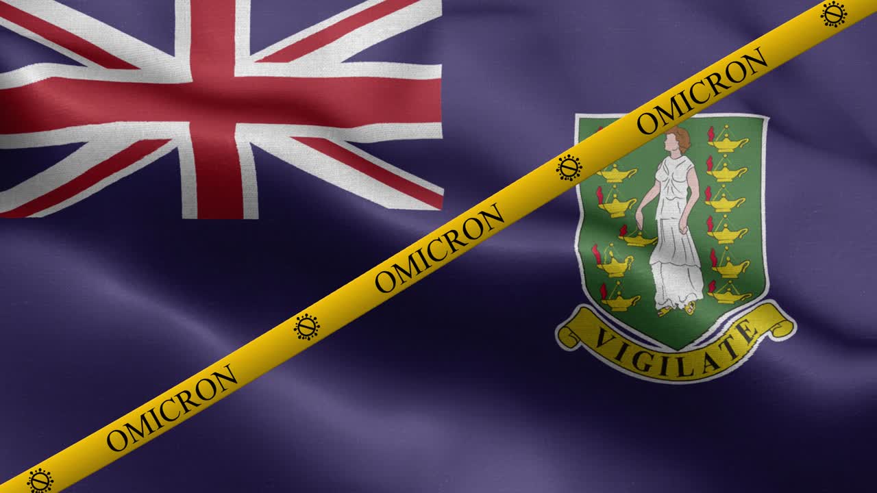 오미크론 변종과 버진 아일랜드의 금지 줄무 영국 발 - 버진 아일랜드 영국의 발