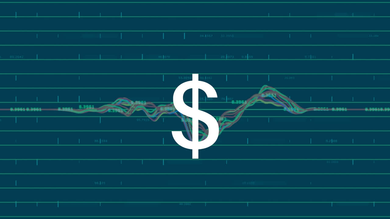 Animation af dollarsymbol og finansiel databehandling