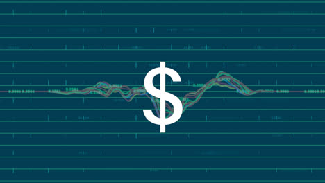 animation of dollar sign and financial data processing