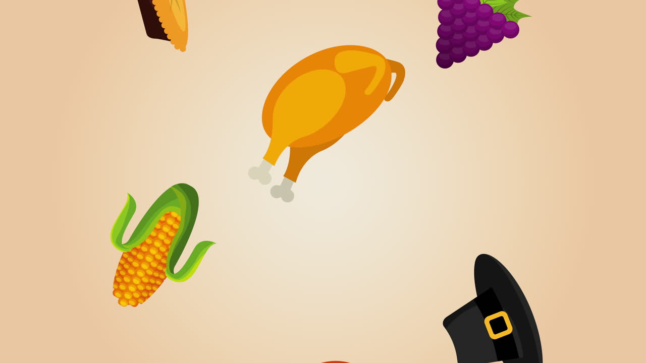 feliz celebración de acción de gracias con comida lluvia