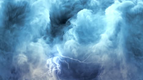 approaching dark blue storm cloud formation with heavy lightning