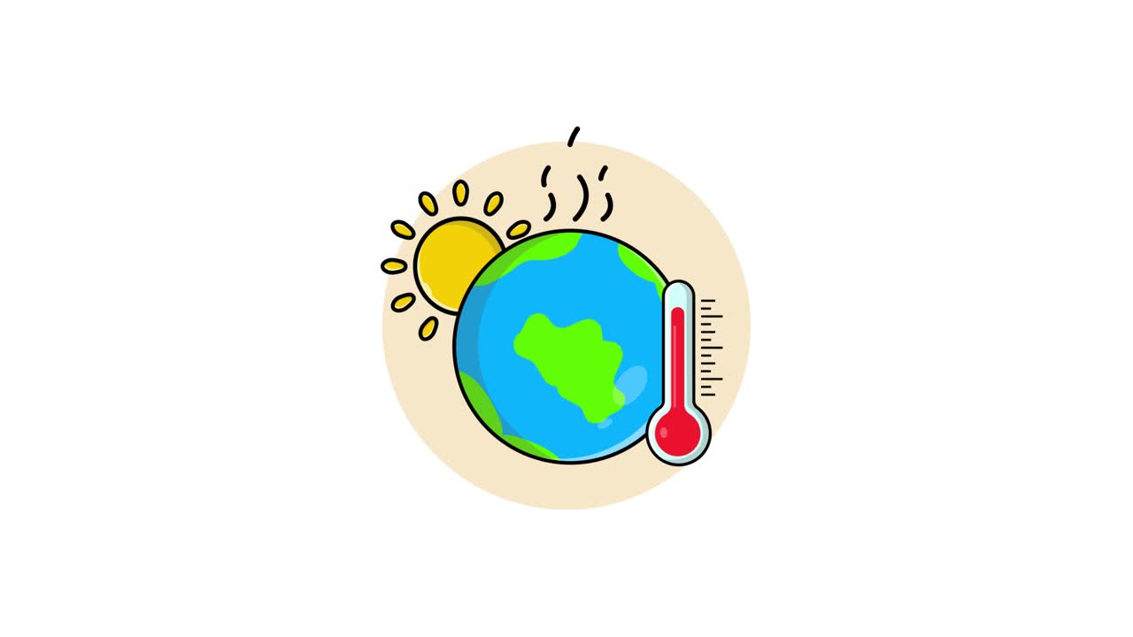 Animated Earth with Rising Thermometer Illustrating Global Warming