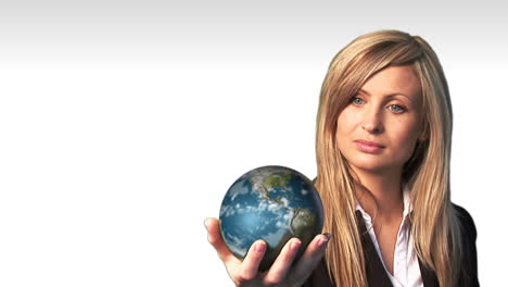 Businesswoman-holding-the-world