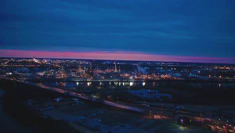 early morning, 4k aerial footage of a energy plant in philadelphia, pa