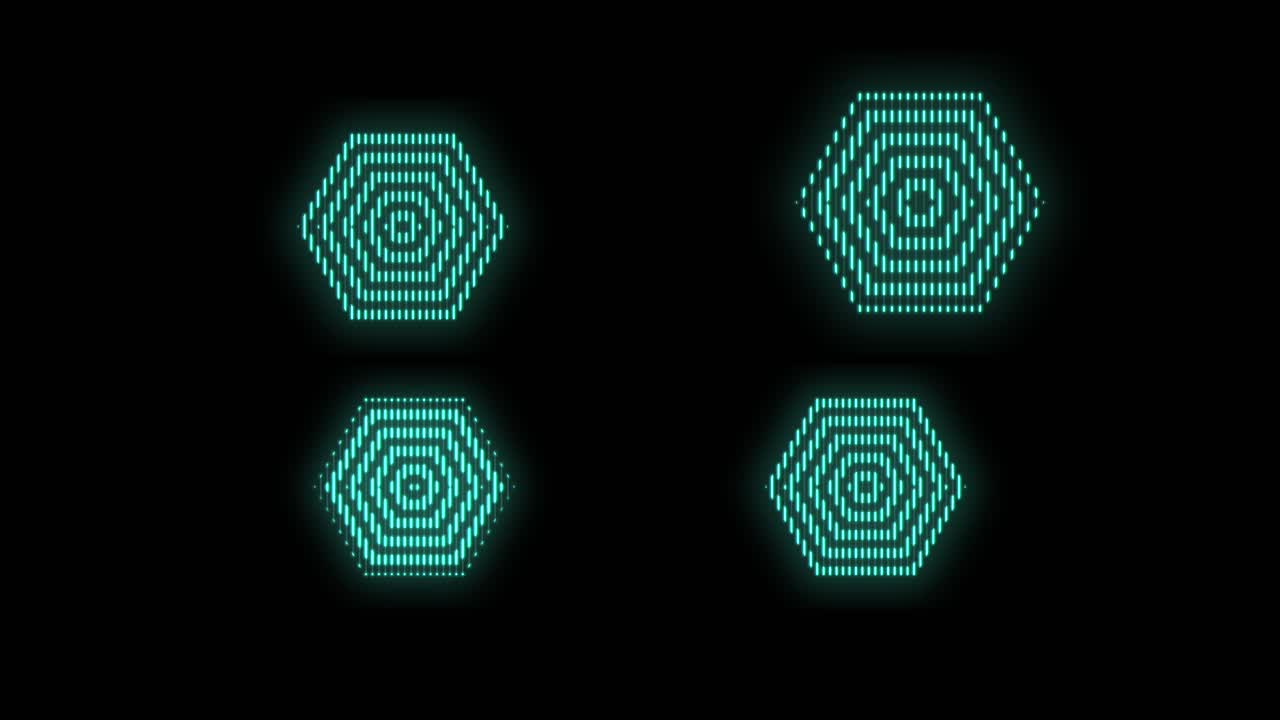 patrón de hexágonos geométricos pulsantes con luz de neón en estilo casino