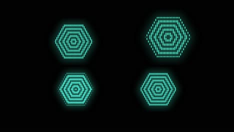 pulsing geometric hexagons pattern with neon light in casino style