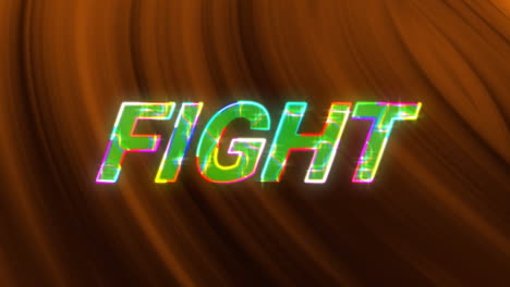 animation of fight text over light trails background