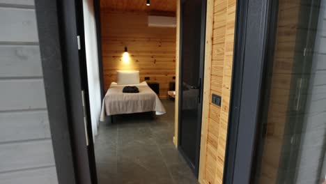 cozy wooden cabin bedroom interior