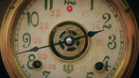 antique wooden pendulum clock in a forest extreme close up shot