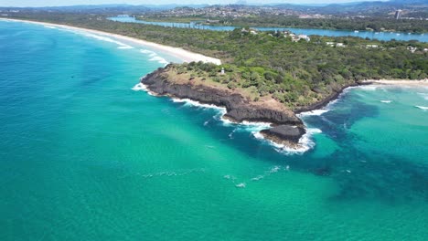 Fingal Head And Ocean In New South Wales, Australia - Aerial Drone Shot