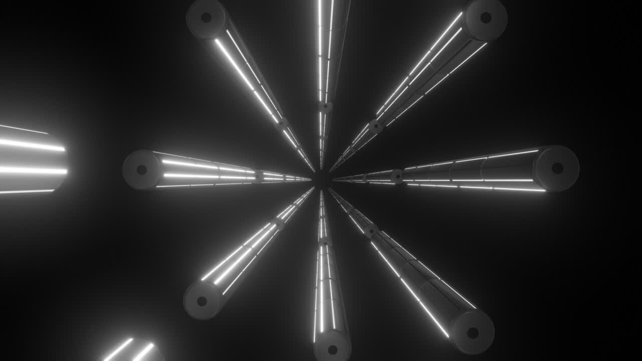 Abstract Futuristic Tunnel with Glowing Tubes