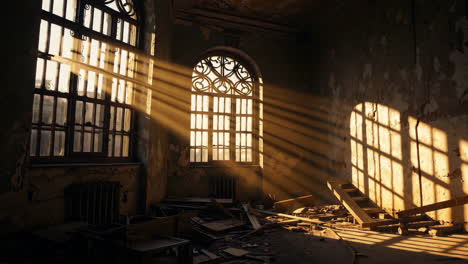 abandoned room with sunlight rays