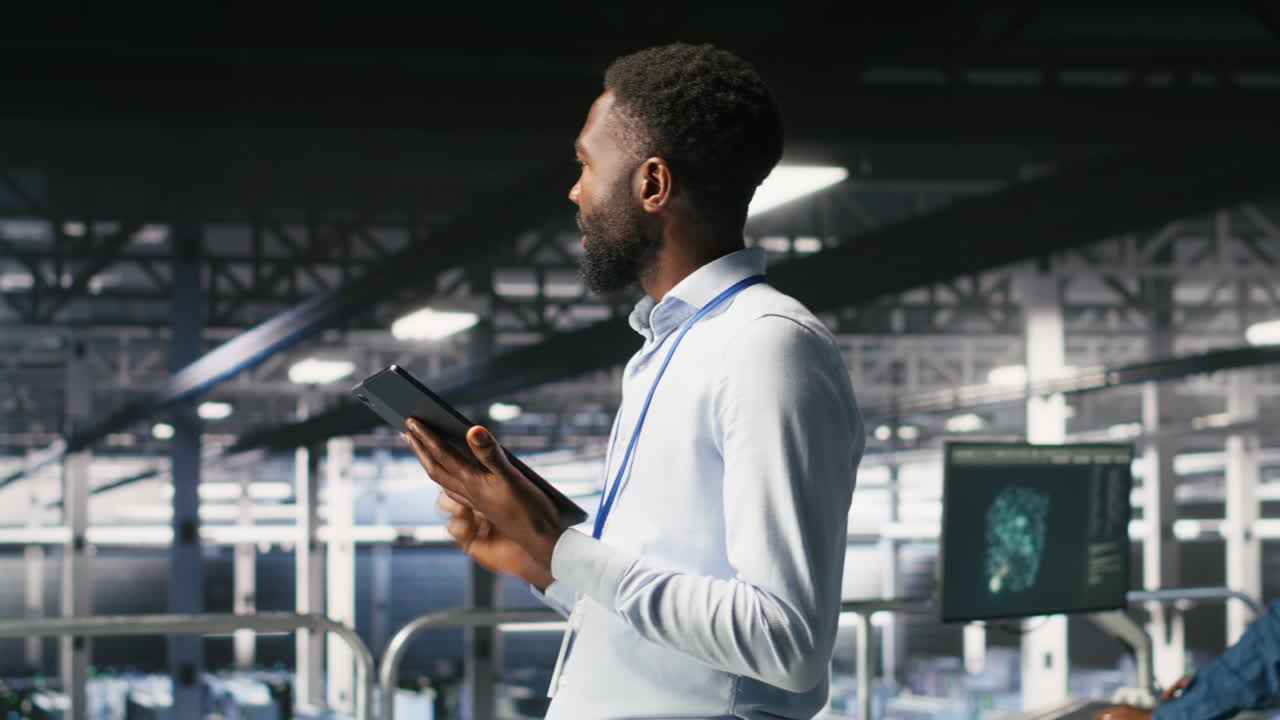 Data center engineer doing maintenance tasks on systems
