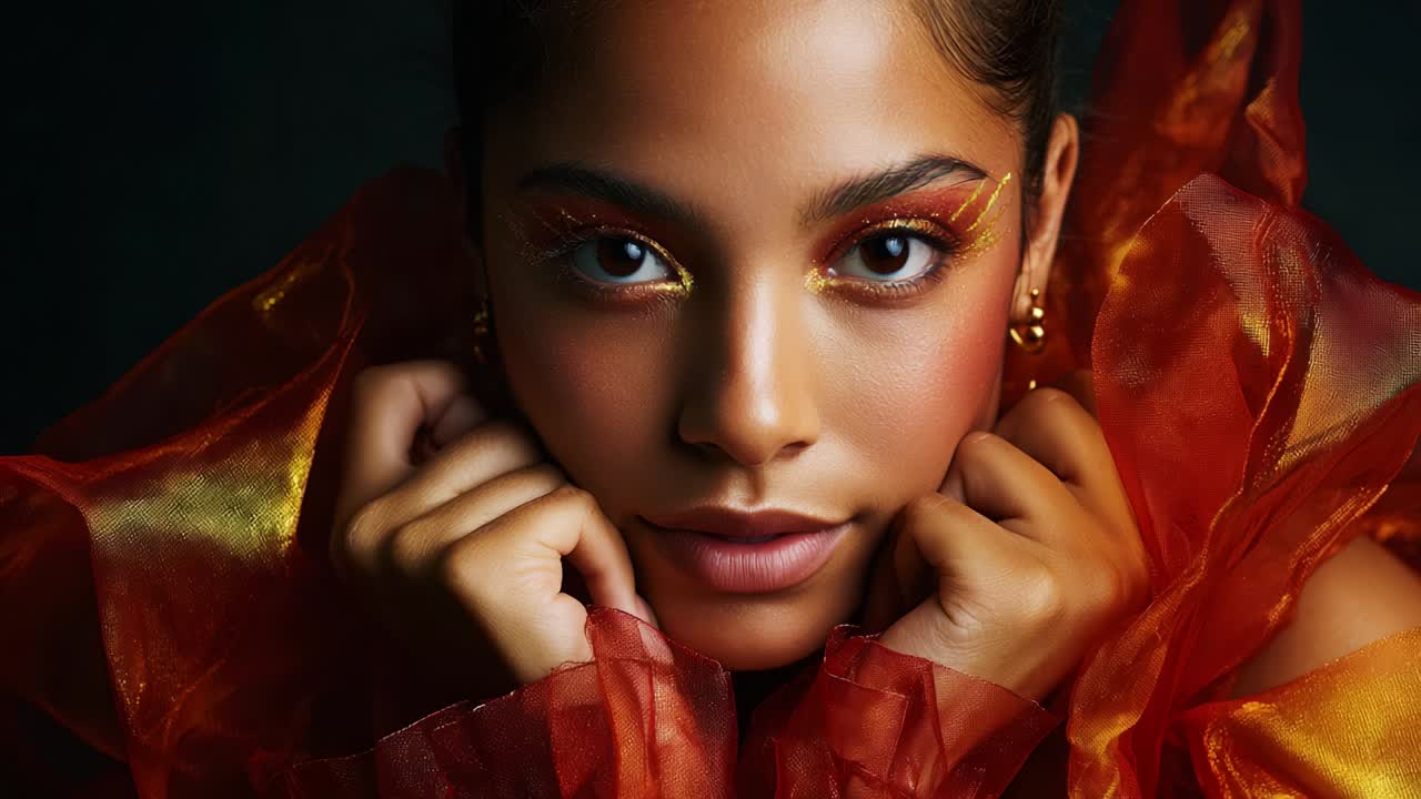 Glamorous portrait of a beautiful woman with creative makeup