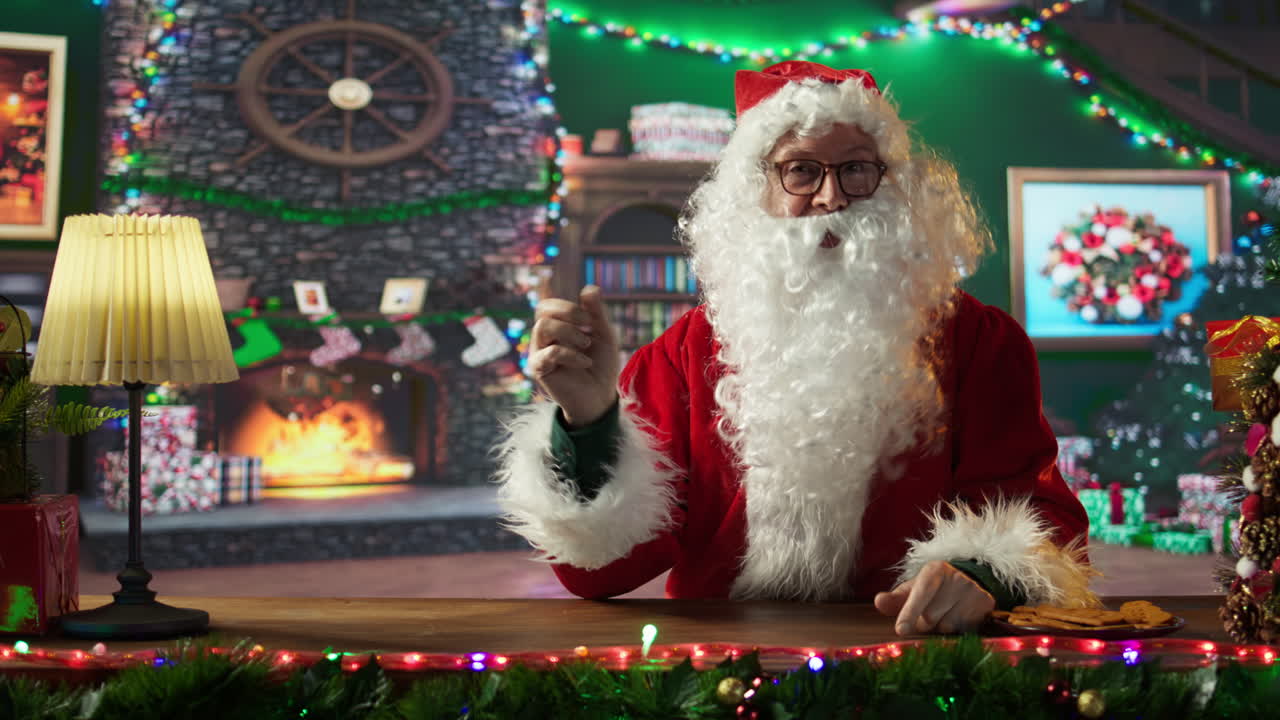 축제적 인 크리스마스 환경 에서 산타클로스