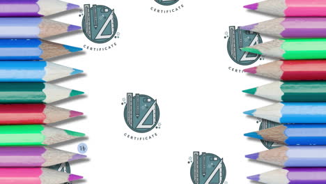animación del texto de regreso a la escuela sobre los artículos escolares