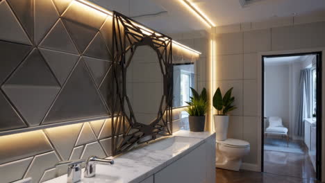 modern luxury bathroom with geometric tiles
