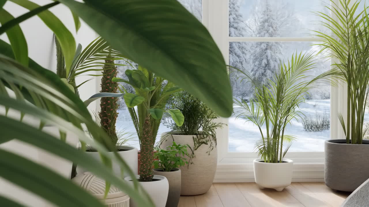 Indoor Plants in a Winter Setting